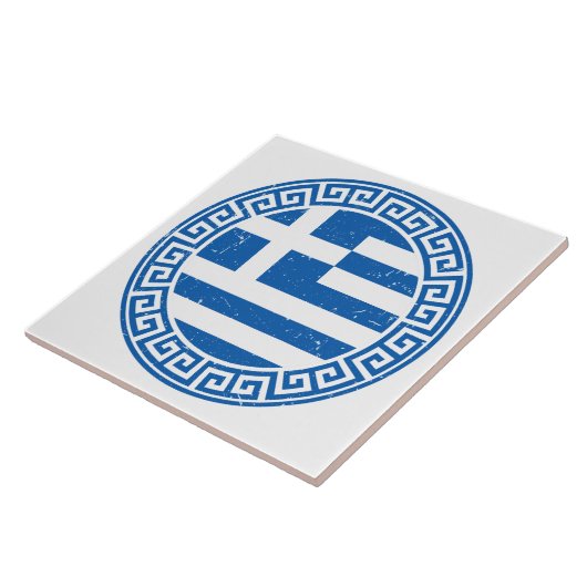 ギリシャ国旗とギリシャ鍵模様セラミックタイル タイル (側面)