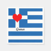ギリシャ国旗とハート – ギリシャの旅行/スポーツファン スタンダードカクテルナプキン (正面)