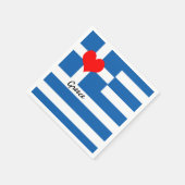 ギリシャ国旗とハート – ギリシャの旅行/スポーツファン スタンダードカクテルナプキン (角)