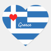 ギリシャ国旗とハート – ギリシャの旅行/スポーツファン ハートシール (正面)