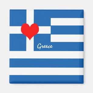 ギリシャ国旗とハート – ギリシャの旅行/スポーツファン マグネット