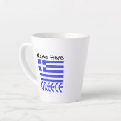 ギリシャ国旗と個人名入り カフェラテマグ (左アングル)