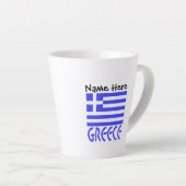 ギリシャ国旗と個人名入り カフェラテマグ (右アングル)