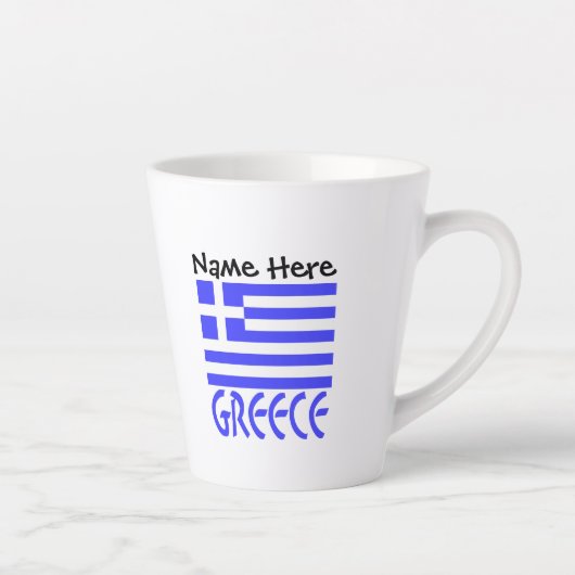 ギリシャ国旗と個人名入り カフェラテマグ (右)