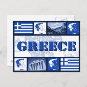 ギリシャ国旗と地図はがき ポストカード (正面/裏面)