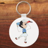 ギリシャ国旗のあるエブゾーン踊り キーホルダー (正面)