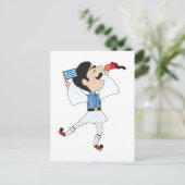 ギリシャ国旗のあるエブゾーン踊り ポストカード (スタンド正面)