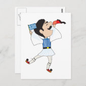 ギリシャ国旗のあるエブゾーン踊り ポストカード (正面/裏面)