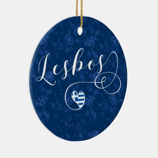 ギリシャ国旗のギリシャハート・レスボス セラミックオーナメント (右)