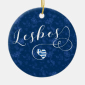 ギリシャ国旗のギリシャハート・レスボス セラミックオーナメント (正面)