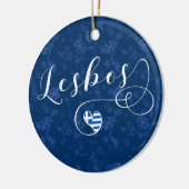 ギリシャ国旗のギリシャハート・レスボス セラミックオーナメント (左)