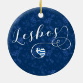 ギリシャ国旗のギリシャハート・レスボス セラミックオーナメント (裏面)