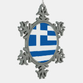 ギリシャ国旗のギリシャ愛国心 スノーフレークピューターオーナメント (左)
