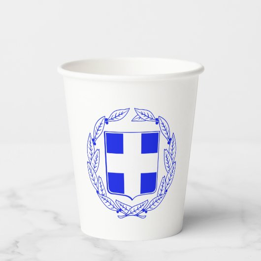 ギリシャ国旗のコートを着た紙カップ 紙コップ (裏面)
