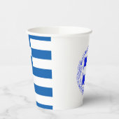 ギリシャ国旗のコートを着た紙カップ 紙コップ (左)