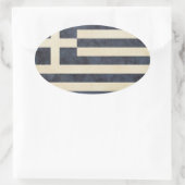 ギリシャ国旗のシール 楕円形シール (バッグ)