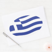 ギリシャ国旗のシール 楕円形シール (封筒)