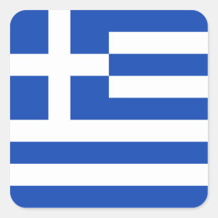 ギリシャ国旗のステッカー スクエアシール