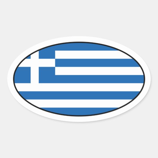 ギリシャ国旗のステッカー 楕円形シール (正面)
