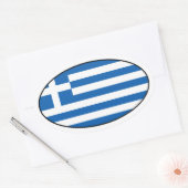 ギリシャ国旗のステッカー 楕円形シール (封筒)