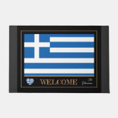 ギリシャ国旗のスポーツ/ようこそ ドアマット (正面)