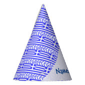 ギリシャ国旗のタイル張り青パーソナライゼーション パーティーハット (左)