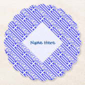 ギリシャ国旗のタイル張り青パーソナライゼーション ペーパーコースター (正面)