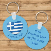 ギリシャ国旗のハートキーチェーン キーホルダー