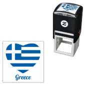 ギリシャ国旗のハートゴム印 セルフインキングスタンプ (インサイチュ)
