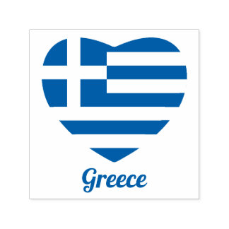 ギリシャ国旗のハートゴム印 セルフインキングスタンプ