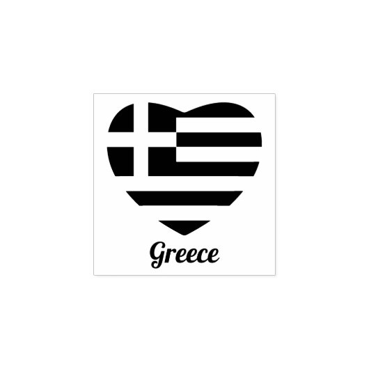 ギリシャ国旗のハートゴム印 ラバースタンプ (インプリント)