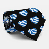 ギリシャ国旗のハートパターン ネクタイ (ロール)