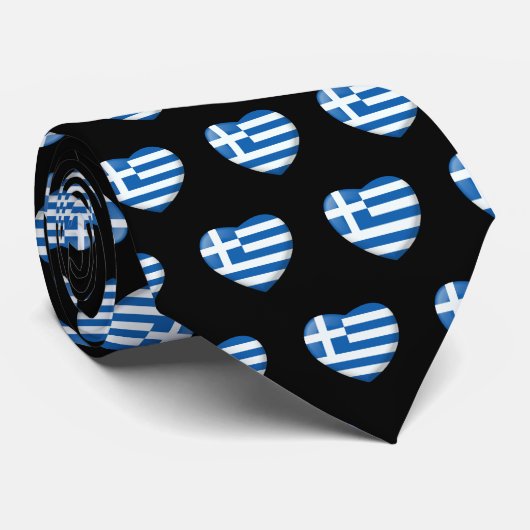 ギリシャ国旗のハートパターン ネクタイ (ロール)