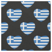 ギリシャ国旗のハートパターン ファブリック (クローズアップ)