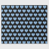 ギリシャ国旗のハートパターン ラッピングペーパー (フラット)