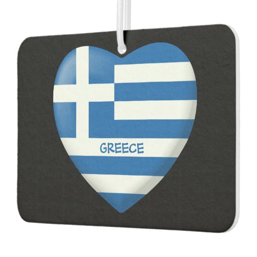 ギリシャ国旗のハート カーエアーフレッシュナー (左)