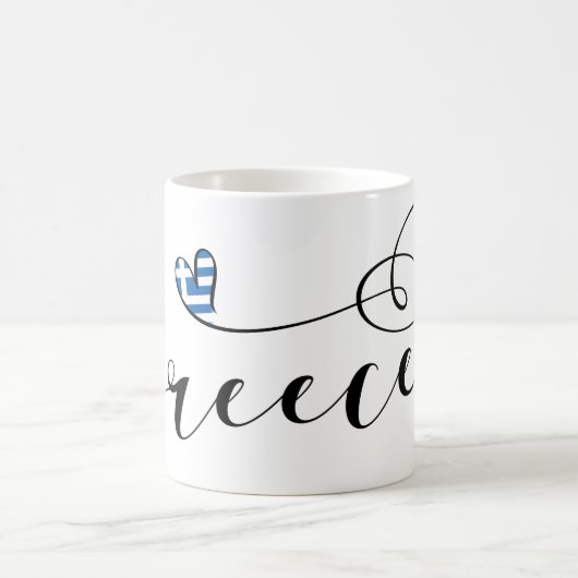 ギリシャ国旗のハート、ギリシャ コーヒーマグカップ (中央)