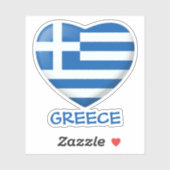 ギリシャ国旗のハート シール (シート)