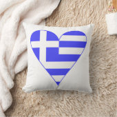 ギリシャ国旗のハート ファンキー クッション (ブランケット)