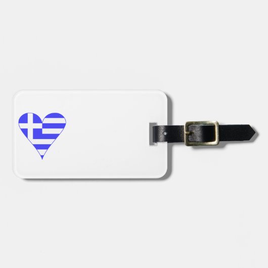 ギリシャ国旗のハート ファンキー ラゲッジタグ (正面横)