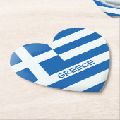 ギリシャ国旗のハート ペーパーコースター (アングル)