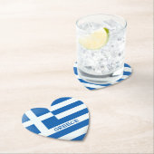 ギリシャ国旗のハート ペーパーコースター (インサイチュ)