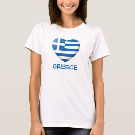 ギリシャ国旗のハート Tシャツ (正面)