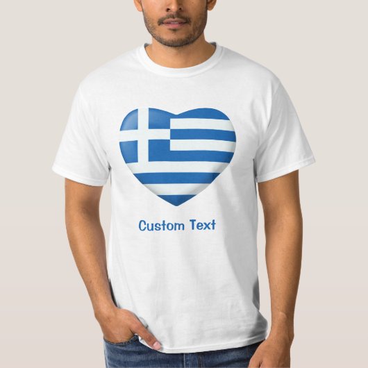 ギリシャ国旗のハート Tシャツ (正面)