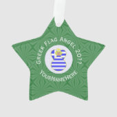 ギリシャ国旗のブロンド・エンジェルパーソナライズされたス オーナメント (裏面)