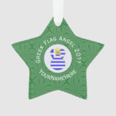 ギリシャ国旗のブロンド・エンジェルパーソナライズされたス オーナメント (正面)