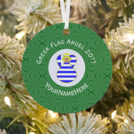 ギリシャ国旗のブロンド・エンジェルパーソナライズされたス メタルオーナメント
