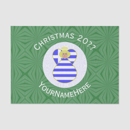 ギリシャ国旗のブロンド・エンジェルパーソナライズされたス 薄葉紙 (正面)