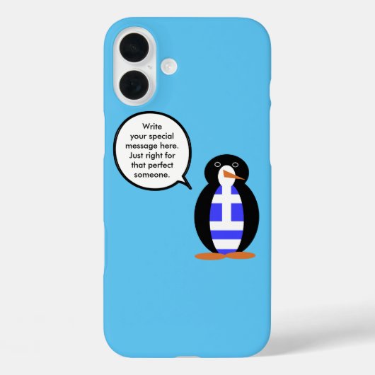 ギリシャ国旗のペンギンカスタムギフト Case-Mate iPhoneケース (裏面)