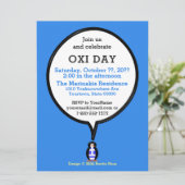 ギリシャ国旗のペンギン・オクシ・デーのお知らせ 招待状 (スタンド正面)